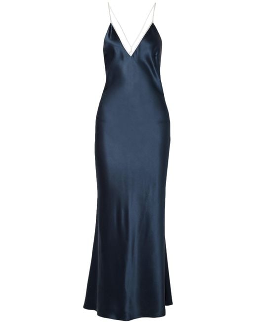 La Ligne Blue Boudoir Silk-satin Maxi Dress