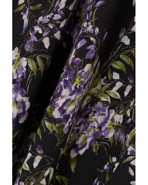 Norma Kamali Black Floral-print Chiffon Gown
