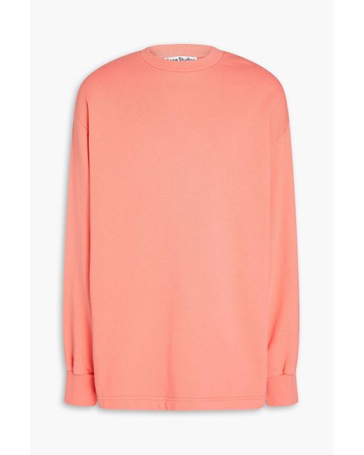 Acne Pink Embroidered French Cotton-terry Sweatshirt for men