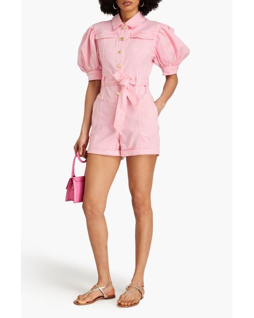 Aje. Pink Cecilly Denim Playsuit