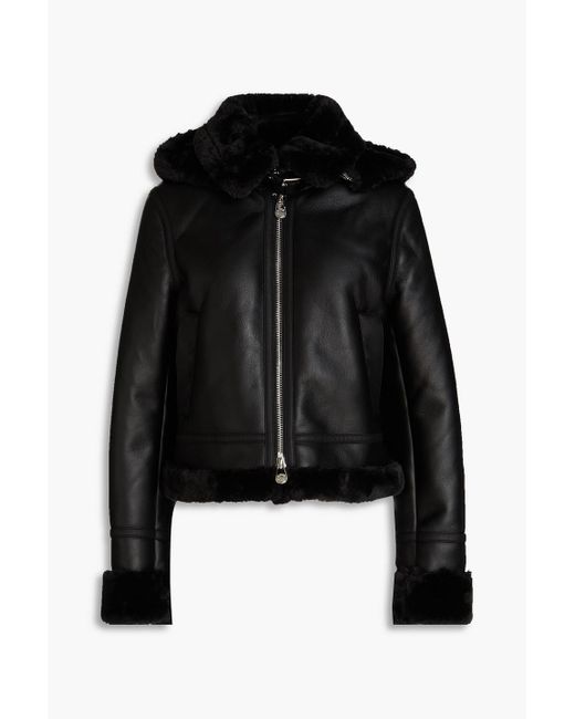 Claudie Pierlot Black Filou Faux Leather Hooded Jacket