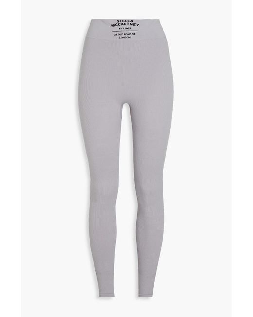 Stella McCartney Gray Gerippte leggings aus jersey aus einer stretch-baumwollmischung mit print