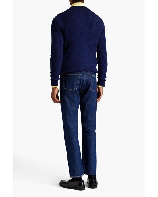 Paul Smith Blue Mélange Cotton And Merino Wool-blend Sweater for men