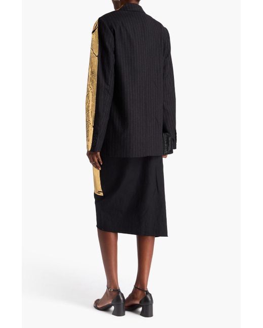 Dries Van Noten Metallic Double-Breasted Coated Wool-Flannel Blazer