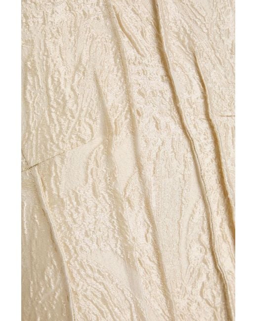 Jonathan Simkhai Natural Maya Pintucked Metallic Cloqué Midi Dress