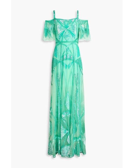 Zuhair Murad Green Embellished Tulle Gown