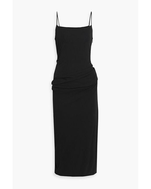 Proenza Schouler Black Blaire Gathered Jersey Midi Dress