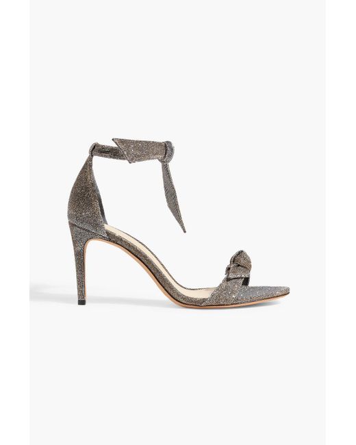 Alexandre Birman White Clarita 65 Bow-Detailed Lamé Sandals