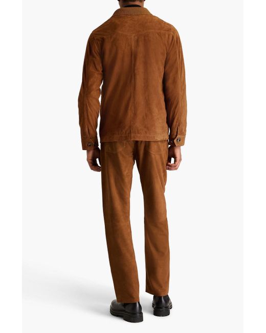 Officine Generale Hemd aus baumwollpopeline mit floralem print in Brown für Herren