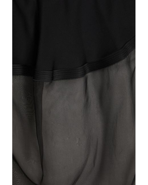 Victoria Beckham Black Ruffled Silk-satin Crepe And Voile Maxi Skirt