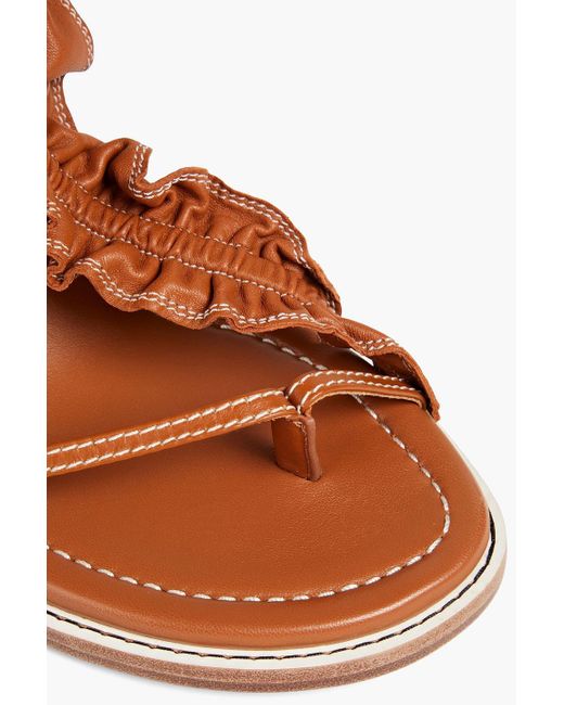 Zimmermann Brown Ruffled Leather Sandals