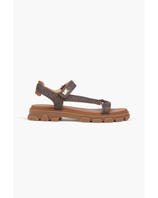 MICHAEL Michael Kors Brown Ridley Logo-print Faux Leather Sandals