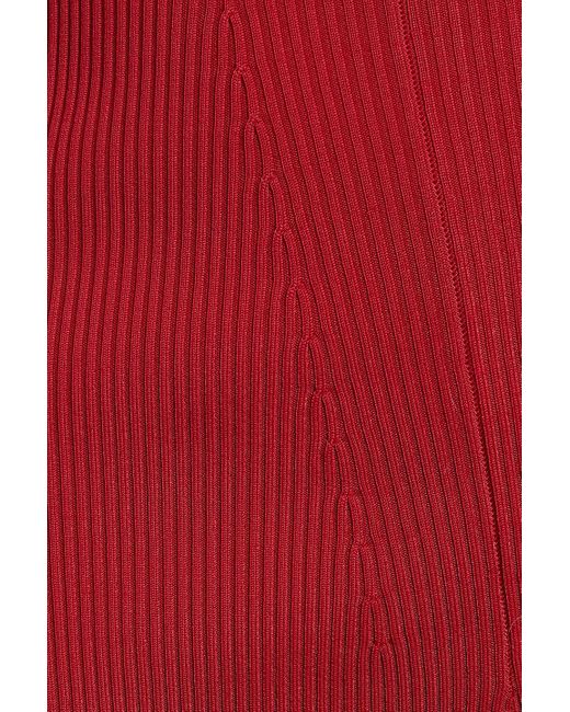 Marni Red Ribbed-knit Midi Skirt