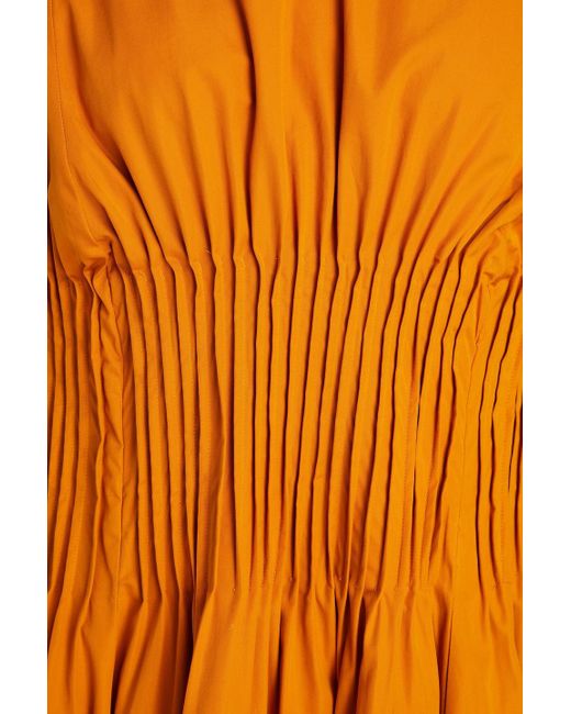 BITE STUDIOS Orange Grace Pintucked Cotton-poplin Maxi Dress
