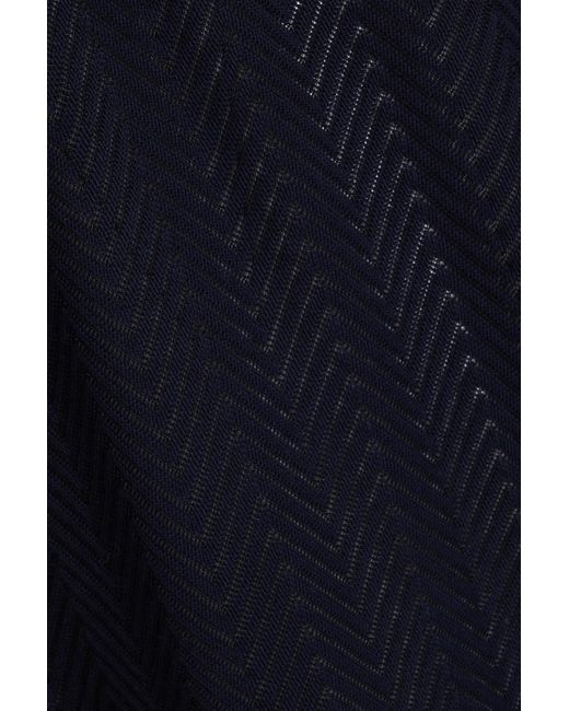 Missoni Blue Crochet-knit Cotton-blend Half-zip Polo Shirt for men