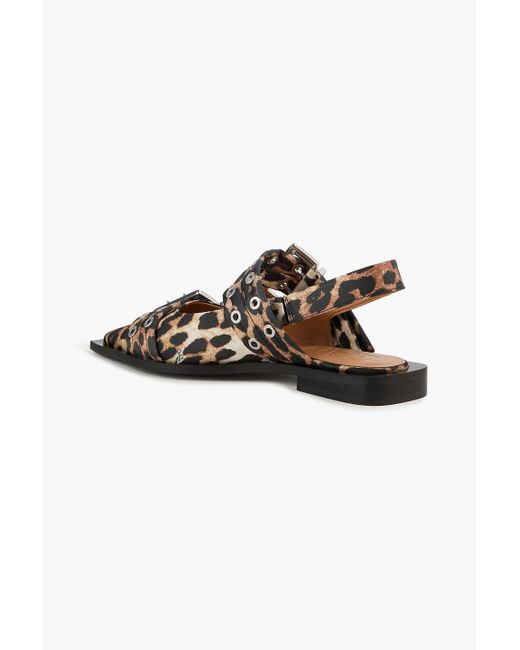 Ganni Multicolor Leopard-print Slingback Flats