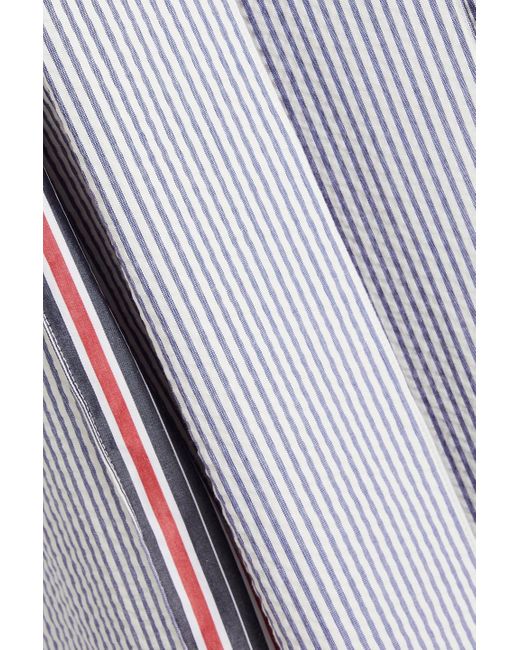 Thom Browne White Striped Cotton-seersucker Midi Shirt Dress