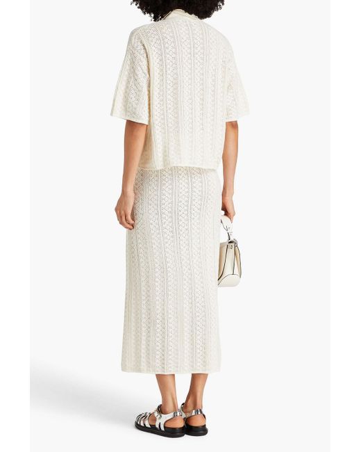 Holzweiler White Crochet-knit Cotton Midi Wrap Skirt