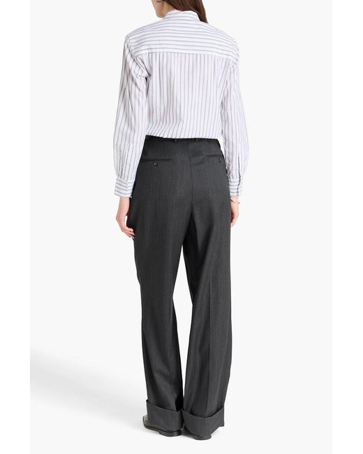 Officine Generale Gray Willow Herringbone Wool Straight-Leg Pants