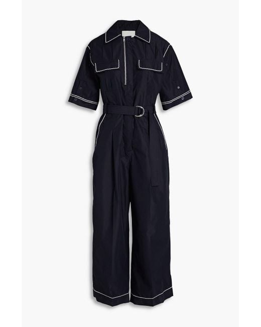 3.1 Phillip Lim Blue Embroidered Cotton-Blend Poplin Jumpsuit