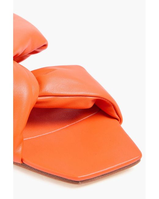 STUDIO AMELIA Orange Pillow Loop Leather Sandals