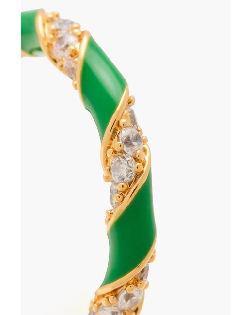 Zimmermann Green Gold-tone, Crystal And Enamel Ring