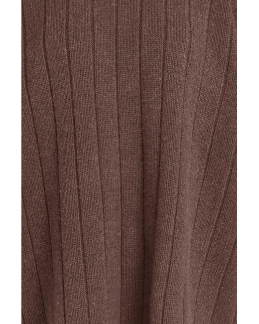 Totême  Brown Ribbed Wool And Cashmere-blend Turtleneck Sweater