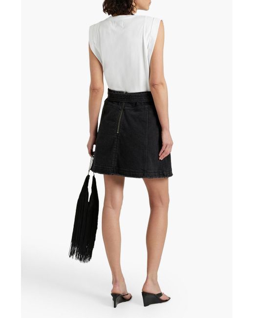 Aje. Black Arlow Belted Denim Mini Skirt
