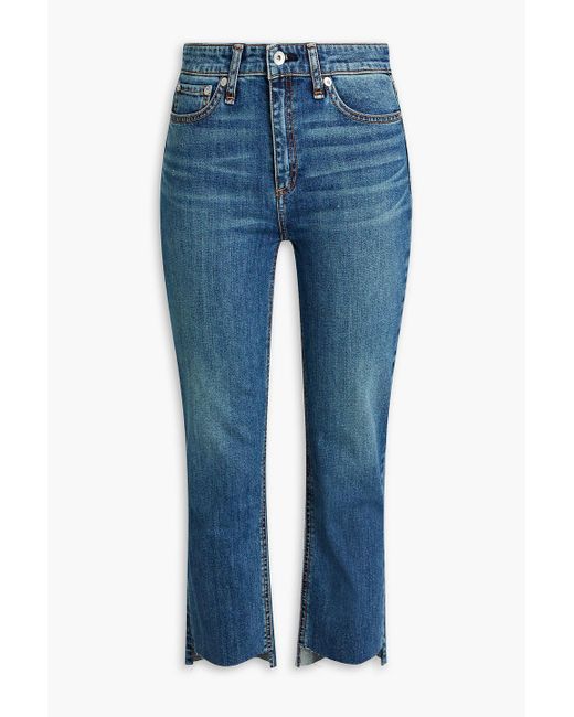 Rag & Bone Blue Bellview Cropped High-rise Slim-leg Jeans