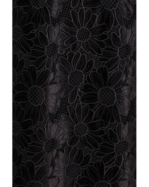 Sandro Cutout Guipure Lace And Velvet Midi Dress in Black | Lyst UK