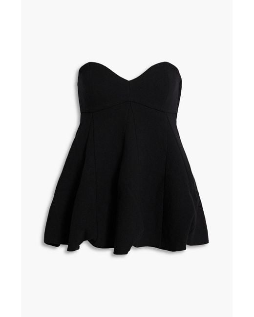 Tibi Black Melee Strapless Crepe Peplum Top