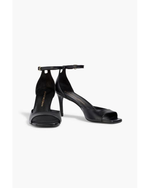 Stuart Weitzman Black 75 Leather Sandals