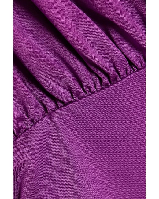 Veronica Beard Purple Bora Ruched Stretch-satin Mini Dress