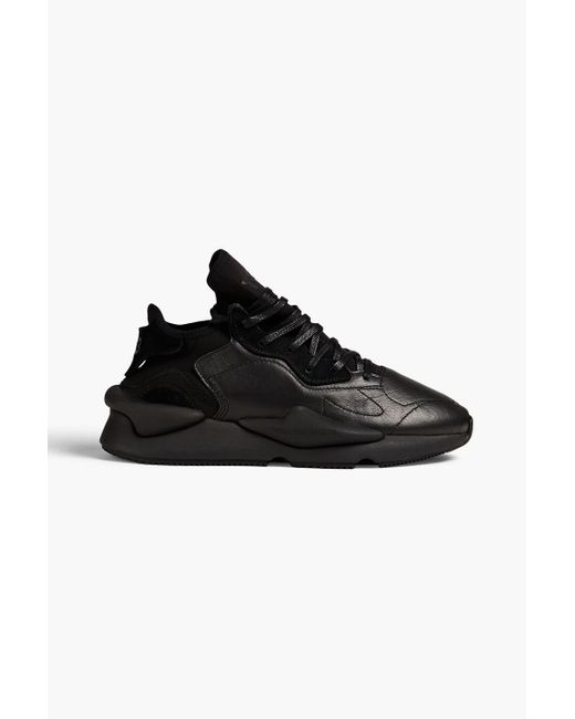 Y-3 Black Kaiwa Leather And Neoprene Sneakers for men