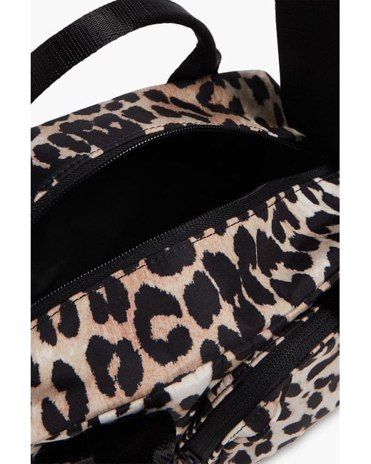 Ganni Black Knot Leopard-print Shell Shoulder Bag