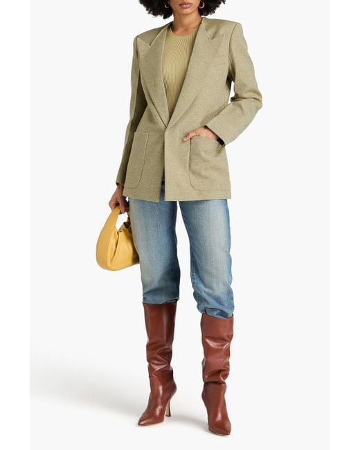 Victoria Beckham Green Donegal Wool-blend Tweed Blazer