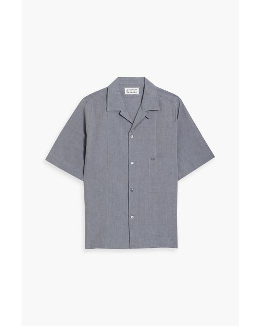 Maison Margiela Gray Embroidered Cotton And Linen-blend Shirt for men