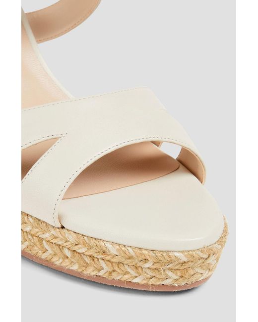 Stuart Weitzman Zuzu Leather Espadrille Wedge Sandals in White | Lyst UK