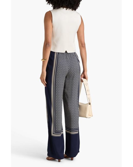 Rag & Bone Blue Printed Satin Wide-Leg Pants