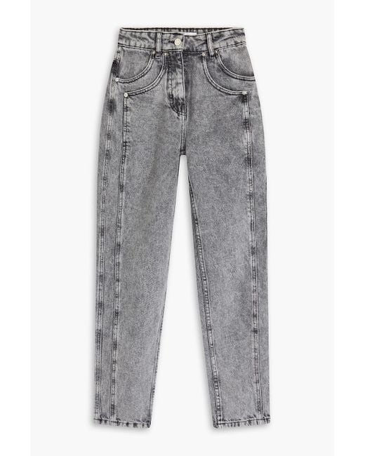 IRO Gray Acid-wash High-rise Tapered Jeans