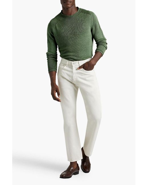 120% Lino Green Linen Sweater for men