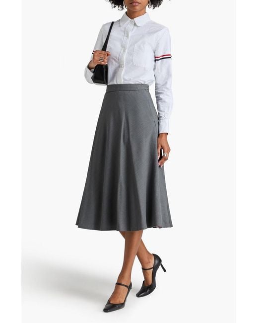 Thom Browne Gray Wool-Piqué Midi Skirt