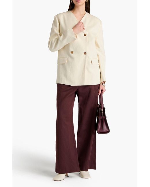 Loulou de Saison Natural Icha Double-breasted Cotton And Linen-blend Twill Blazer