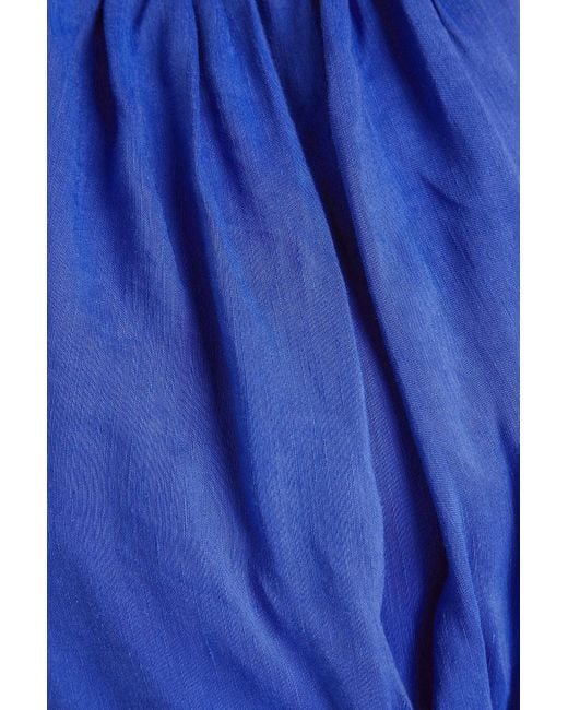Aje. Blue Holt Cutout Appliquéd Linen-blend Mini Dress