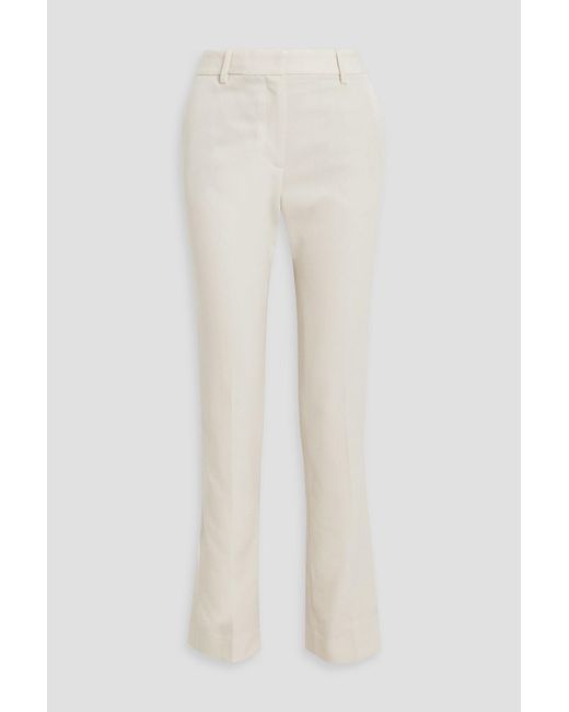 Nili Lotan White Wool-Twill Straight-Leg Pants