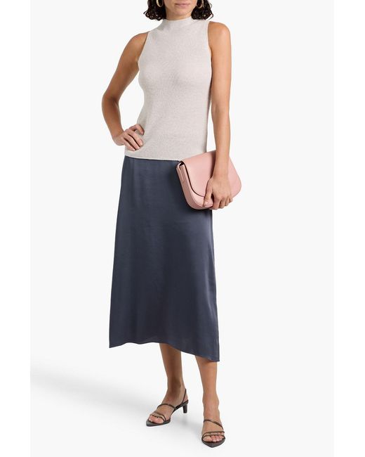 Vince Gray Metallic Knitted Turtleneck Top
