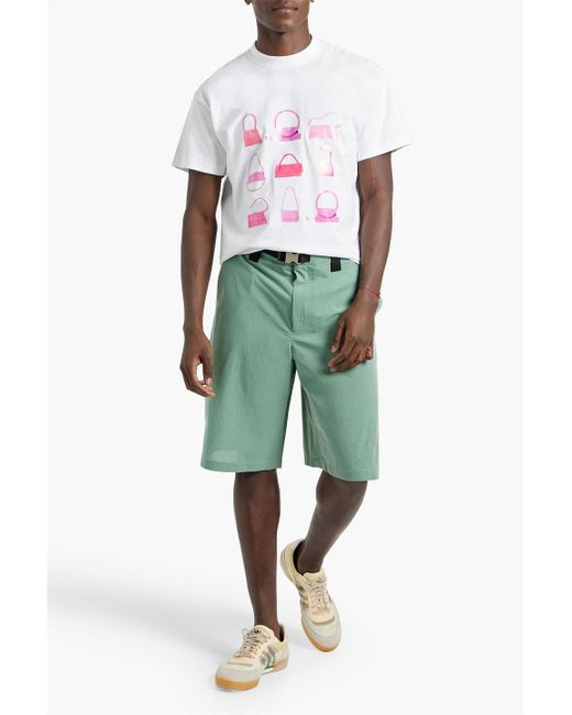 Jacquemus Meio shorts aus einer woll-baumwollmischung mit gürtel in Green für Herren