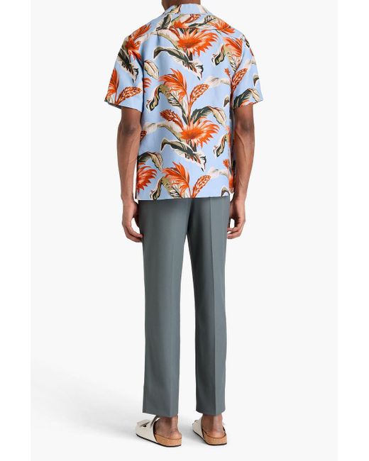 Maison Margiela Blue Printed Linen And Cotton-Blend Shirt for men