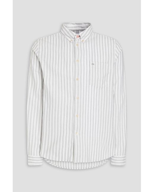Paul Smith White Embroidered Striped Cotton Shirt for men