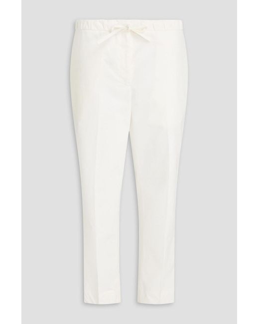 Jil Sander White Cropped Cotton-Poplin Tapered Pants